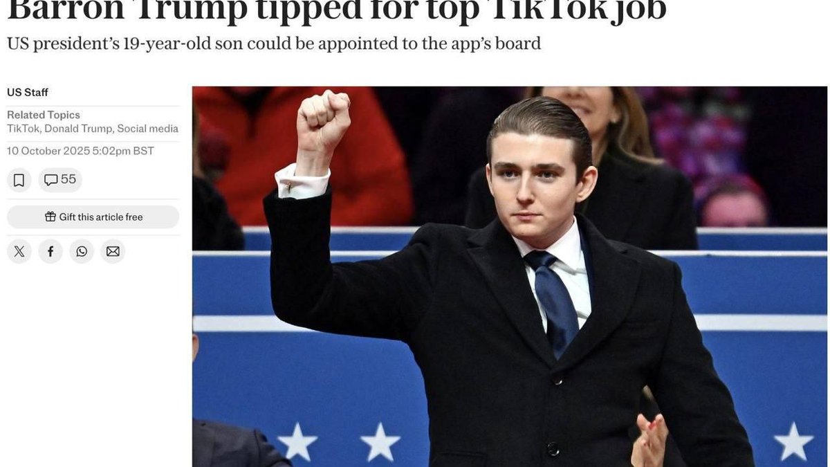 Barron Trump Rumored for TikTok Board After $200M Crypto Windfall Claims — What It Would Mean for TikTok, Politics, and Markets