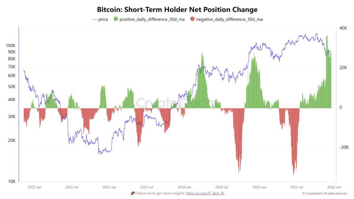 Short-Term Holders Add 100,000 BTC: What a Historic Accumulation Wave Really Means