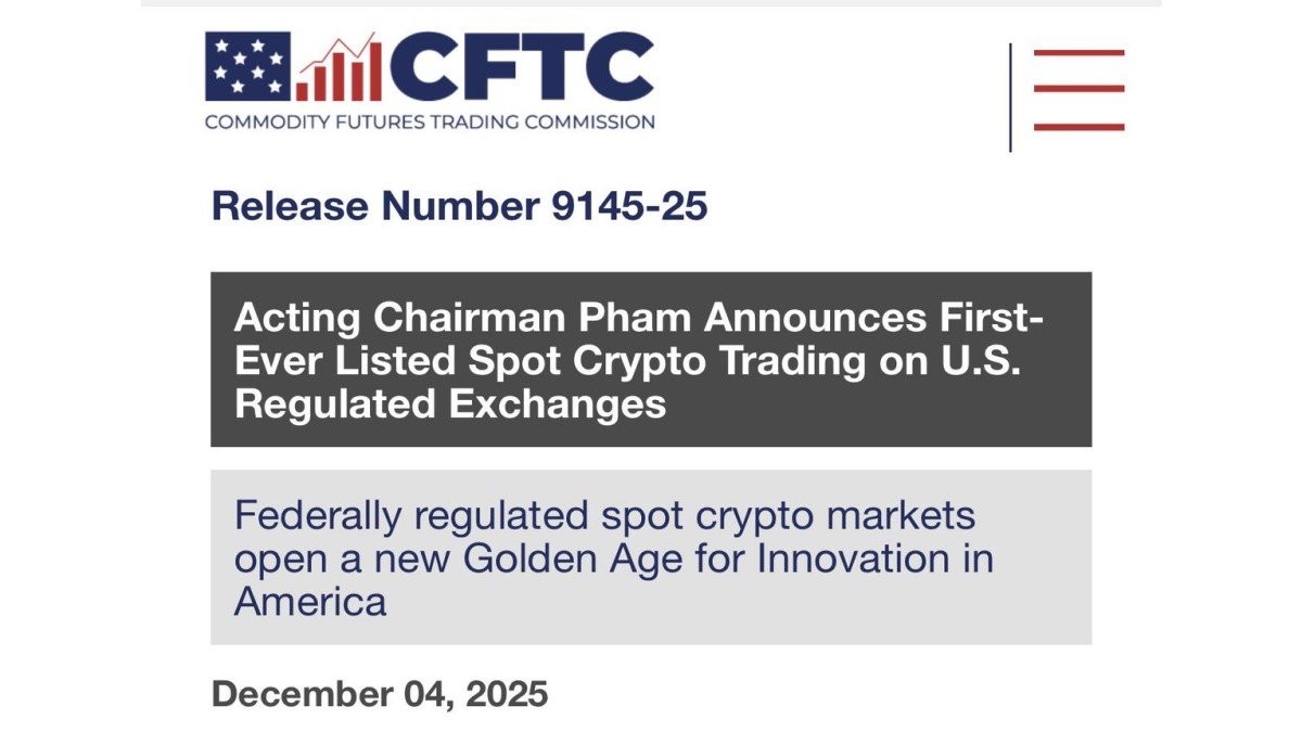CFTC Opens the Door to Spot Crypto on US Regulated Exchanges: Why This Shift Matters