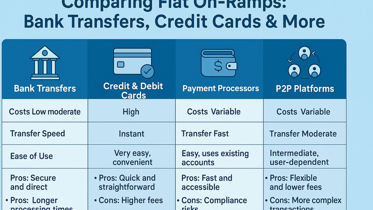 Comparing Fiat On-Ramps: Bank Transfers, Credit Cards & More
